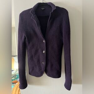 Talbots deep purple merino blazer sweater